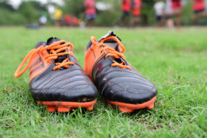 Close up of football boots